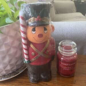 Vintage Large Jumbo Toy Soldier Candy Cane Christmas Wax Candle 13"